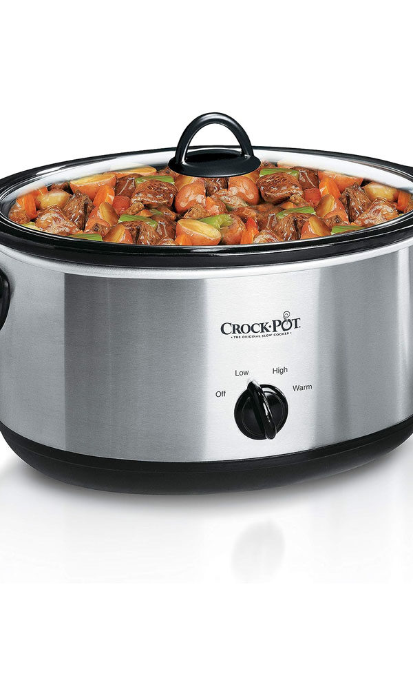Crock-Pot 7 Quart Oval Manual Slow Cooker, Stainless Steel